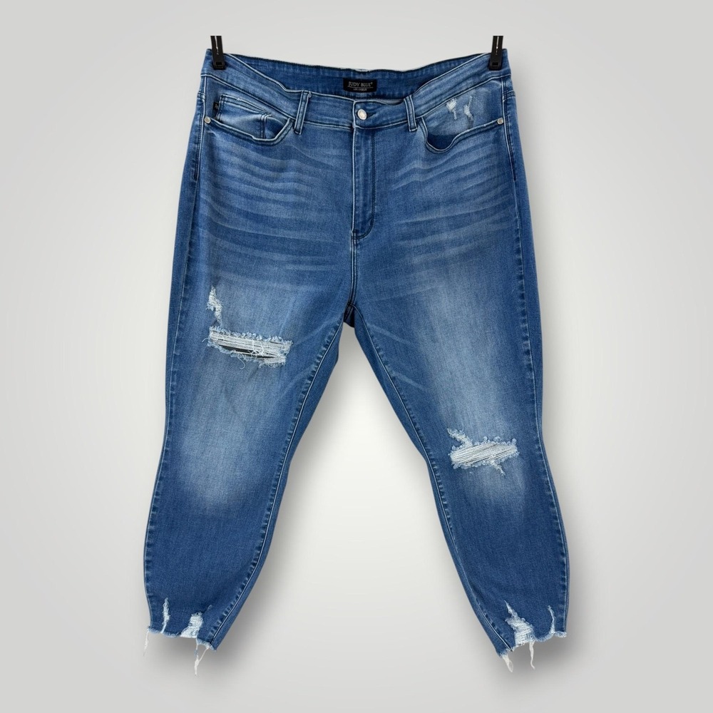 Judy Blue Skinny Jeans Womens 22W High Rise Distressed Stretch Plus Size